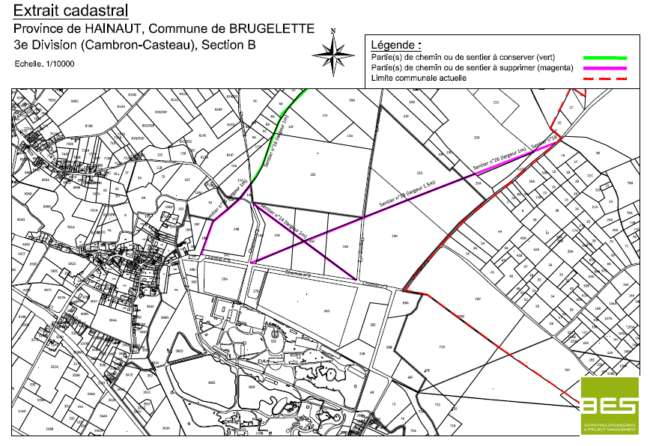 Sentiers à supprimer (en mauve)