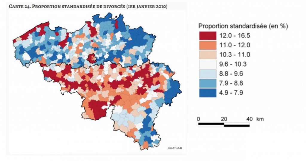 Proportion de divorcés par arrondissement
